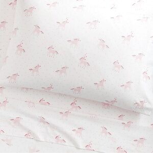 Pottery Barn Kids Full Rainbow Unicorn Sheet Set - Pink - NEW